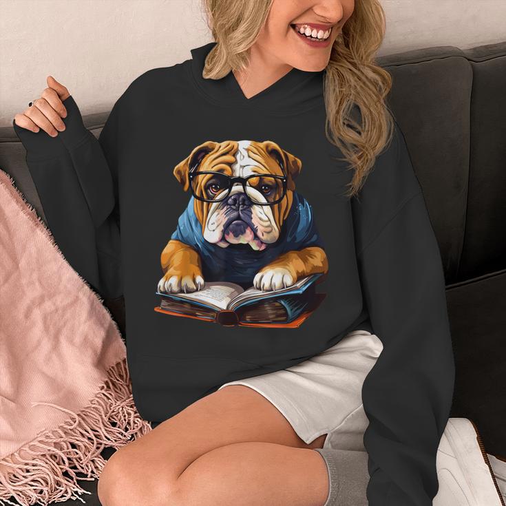 Cute Dog English Bulldog Reading Book Unisex Hoodie Cute Dog English Bulldog Reading Book Unisex Hoodie