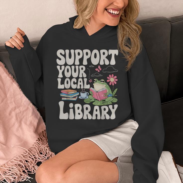 Cute Frog Support Your Local Library Librarian Book Lover Unisex Hoodie Cute Frog Support Your Local Library Librarian Book Lover Unisex Hoodie
