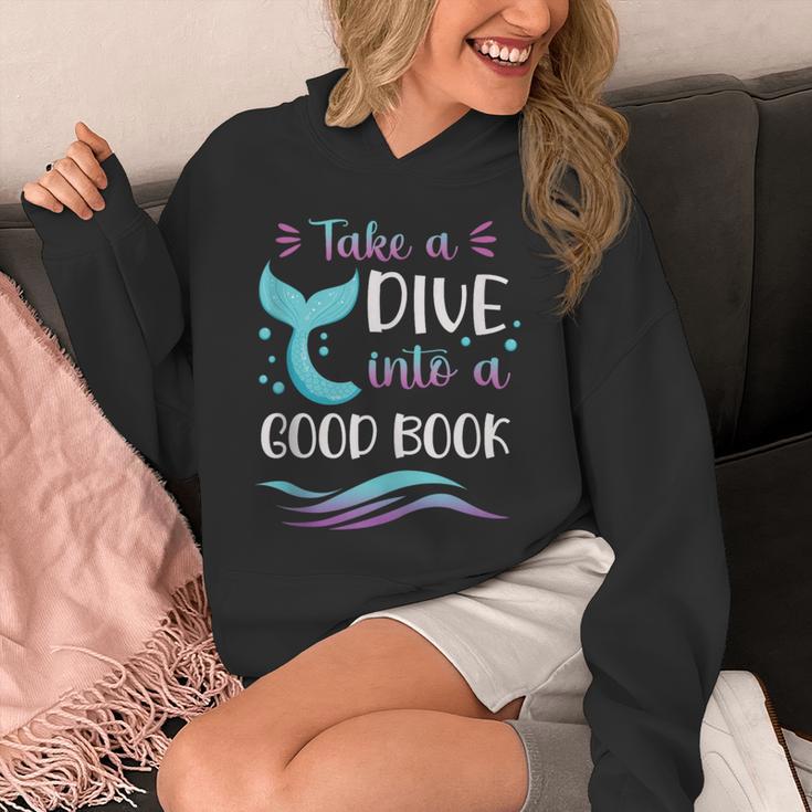 Cute Mermaid Librarian Teacher Dive Into A Good Book Reading Unisex Hoodie