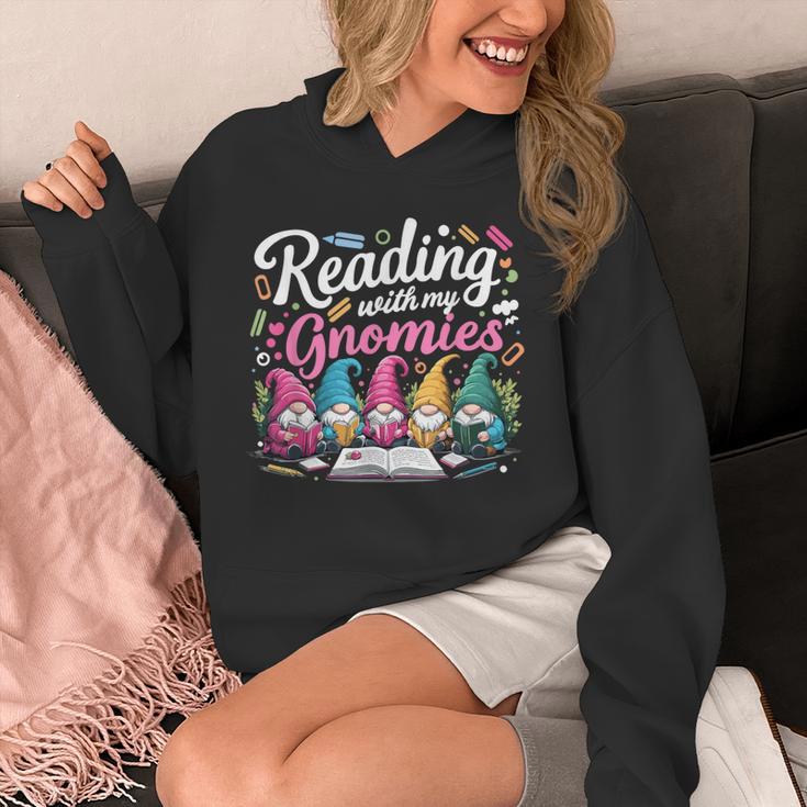 Cute Reading With My Gnomies Gnome Book Bookworm Lover Unisex Hoodie