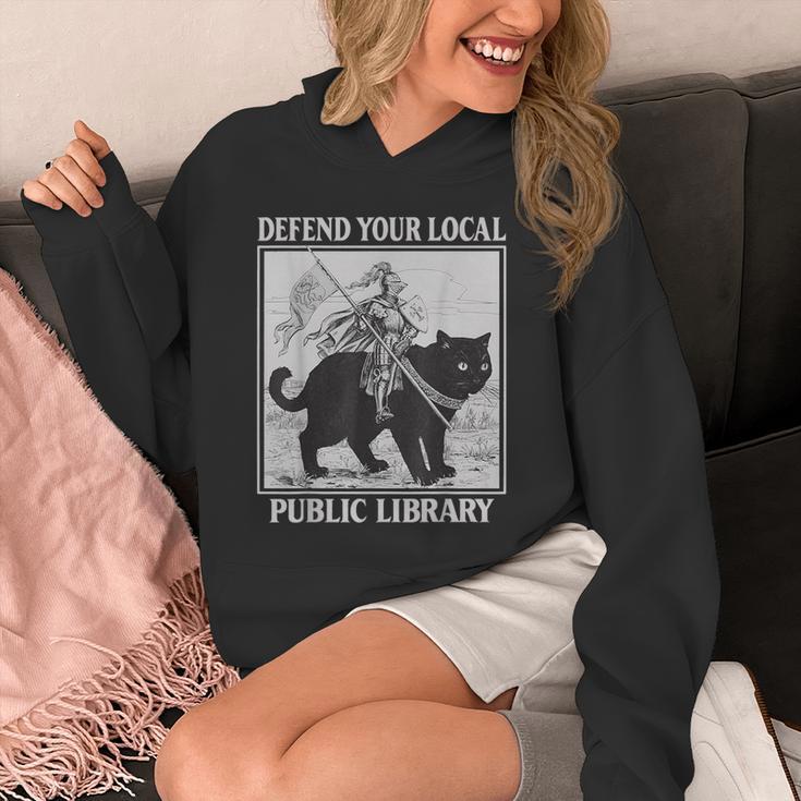 Defend Your Local Library Knight Cat Rider Book Lover Unisex Hoodie Defend Your Local Library Knight Cat Rider Book Lover Unisex Hoodie