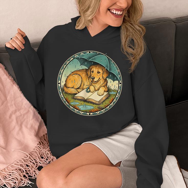 Dog Reading Book Rain Cozy Umbrella Cute Art Men Unisex Hoodie Dog Reading Book Rain Cozy Umbrella Cute Art Men Unisex Hoodie