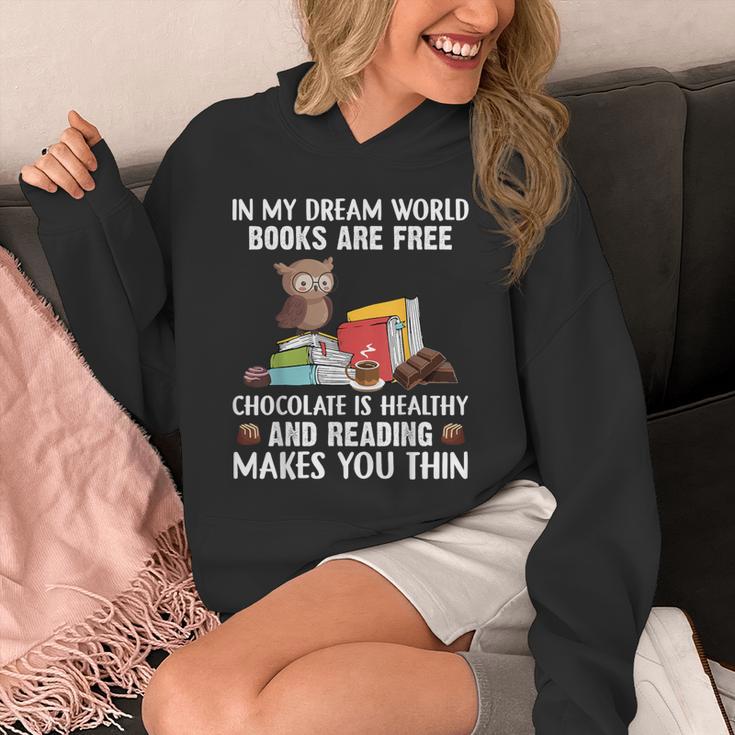 In My Dream World Books Are Free Chocolate Is Healthy Book Unisex Hoodie In My Dream World Books Are Free Chocolate Is Healthy Book Unisex Hoodie