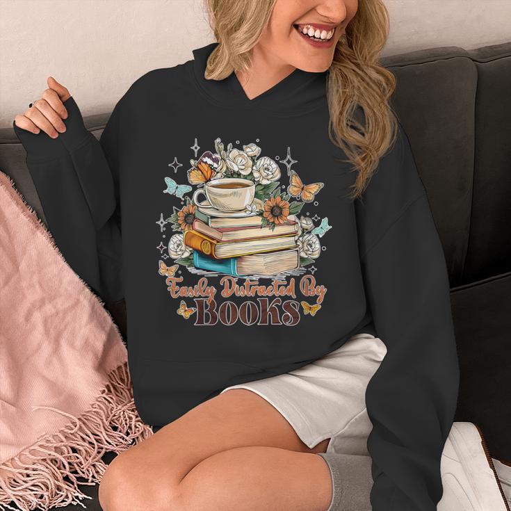 Easily Distracted By Books Book Wildflowers Book Lovers Unisex Hoodie