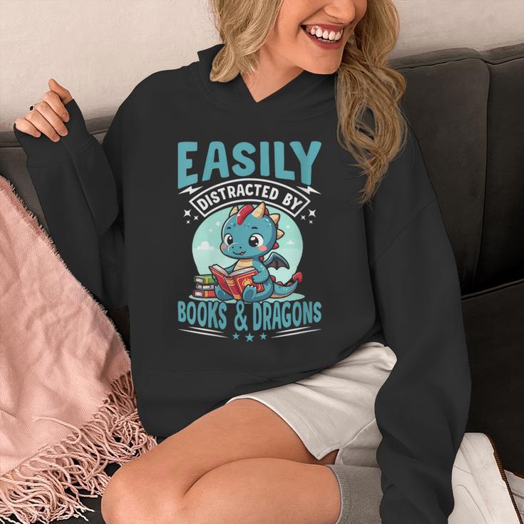 Easily Distracted By Books And Dragons Nerds Unisex Hoodie
