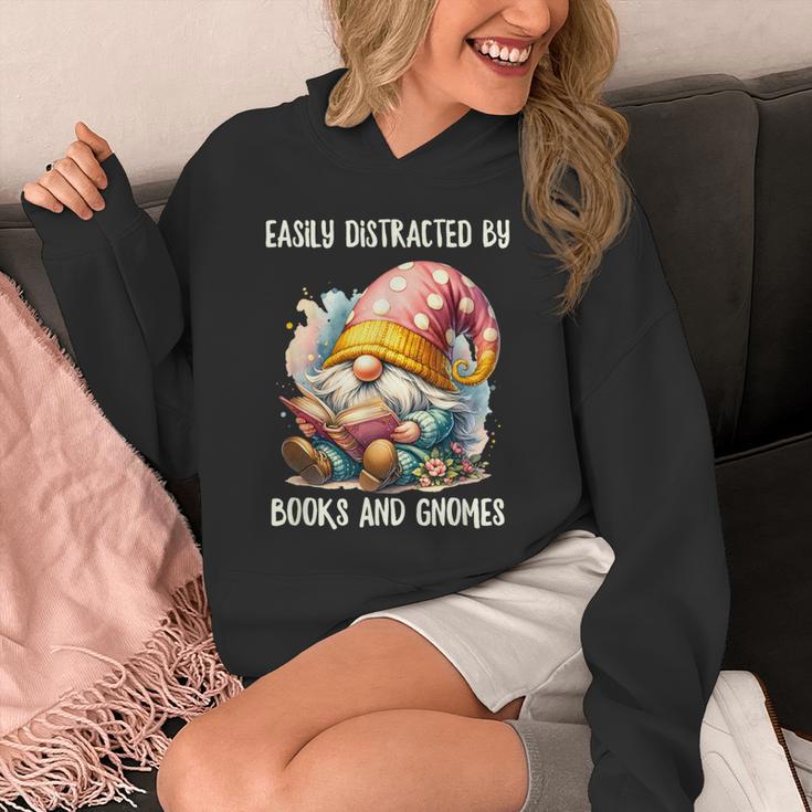 Easily Distracted By Books And Gnomes Book Reading Gnome Unisex Hoodie