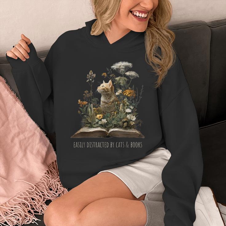 Easily Distracted By Cats And Books Unisex Hoodie