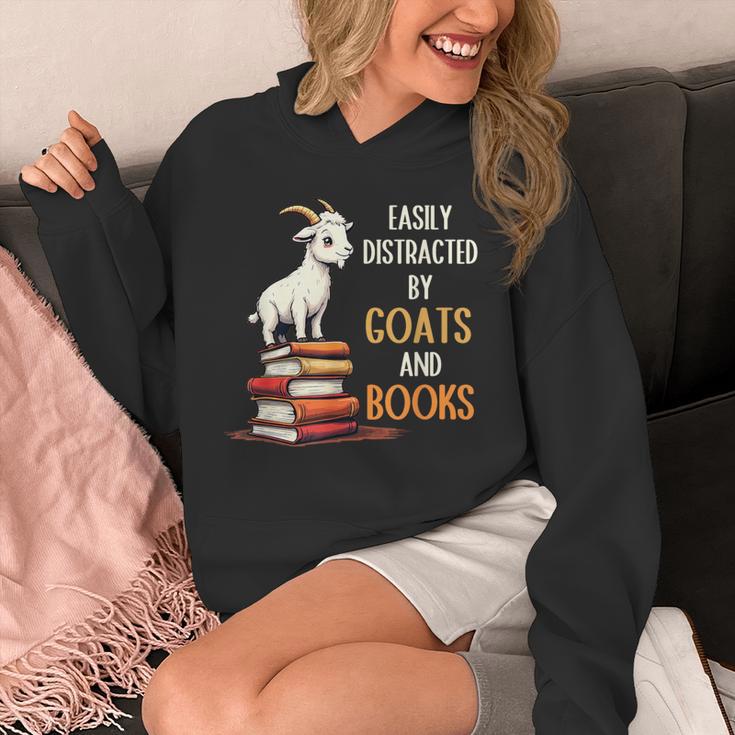 Easily Distracted By Goats And Books Goats And Book Reading Unisex Hoodie