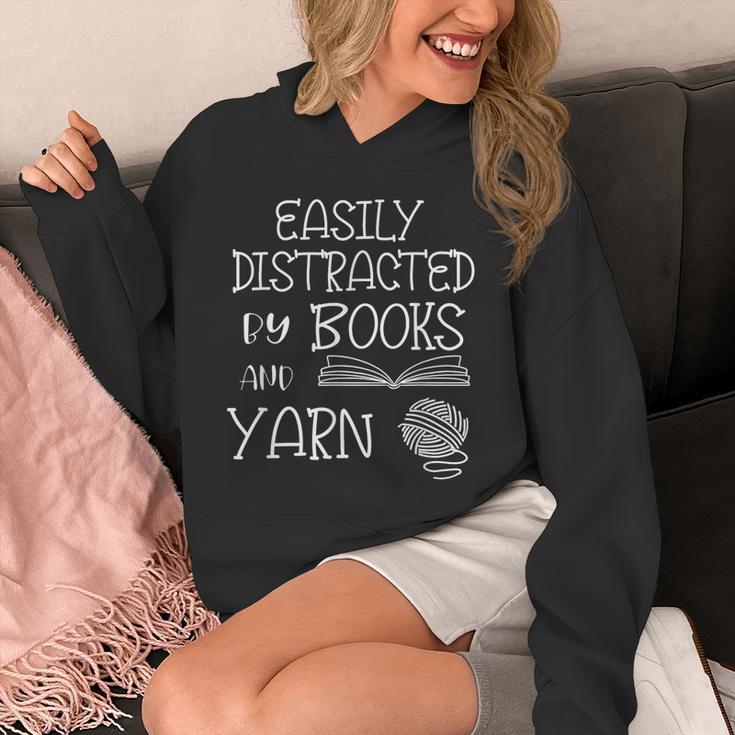 Easily Distracted By Knitting Books And Yarn Quote Reader Unisex Hoodie
