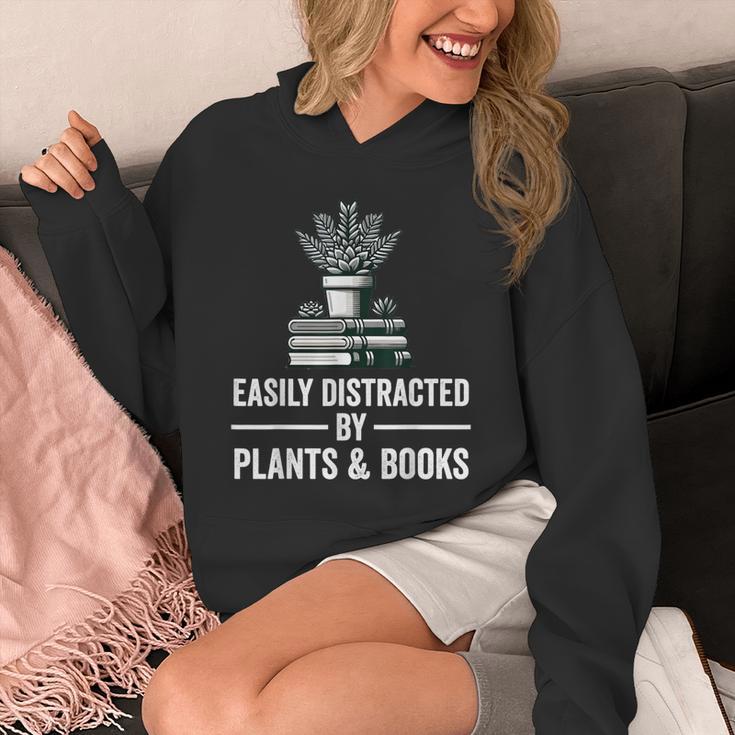 Easily Distracted By Plants & Books Plant Book Lover Unisex Hoodie