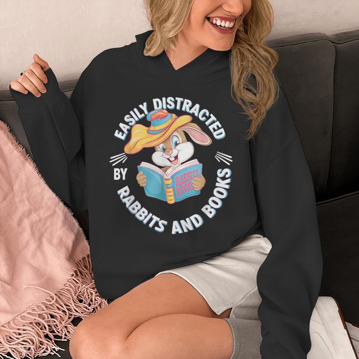 Easily Distracted By Rabbits And Books Reading Unisex Hoodie Easily Distracted By Rabbits And Books Reading Unisex Hoodie