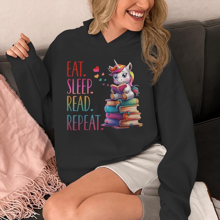 Eat Sleep Read Repeat Unicorn Read Book Reading Lovers Kids Unisex Hoodie