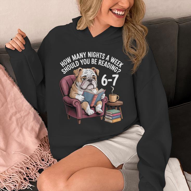 English Bulldog Dog Reading Book 67 Six Seven Meme Unisex Hoodie