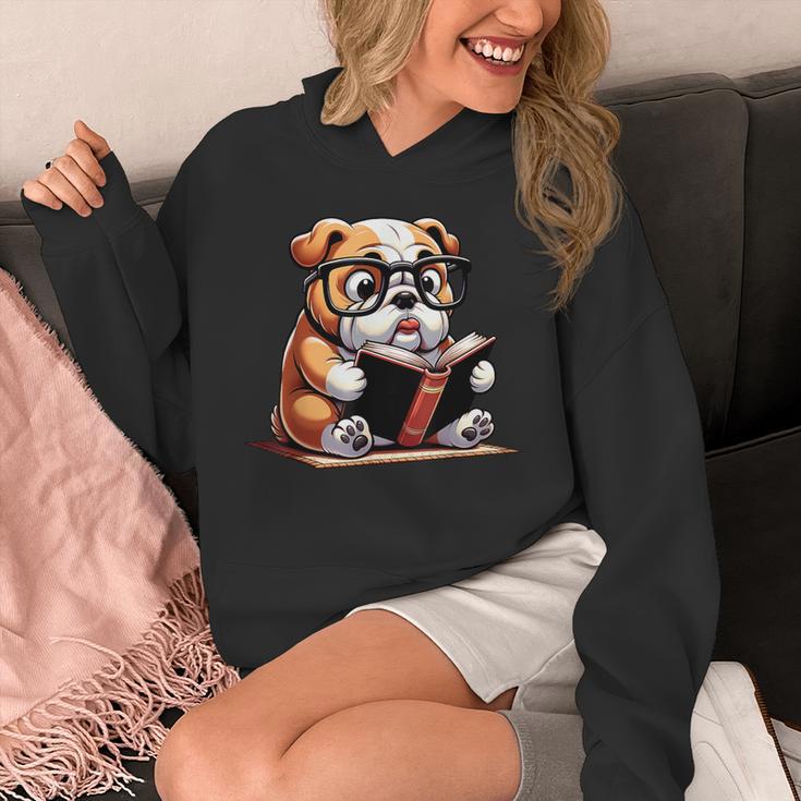 English Bulldog Reading a Book Dog For Men Women Girls Kids Unisex Hoodie
