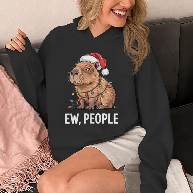 Ew People Capybara Christmas Lights Introvert Humor Unisex Hoodie Ew People Capybara Christmas Lights Introvert Humor Unisex Hoodie