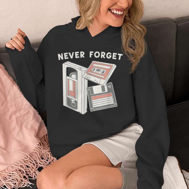 Never Forget VHS Tape Cassette Floppy Disk Nostalgia 80s 90s Unisex Hoodie