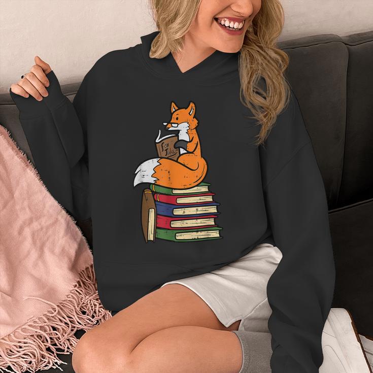 Fox Books Read Reading Librarian America Men Women Kids Unisex Hoodie