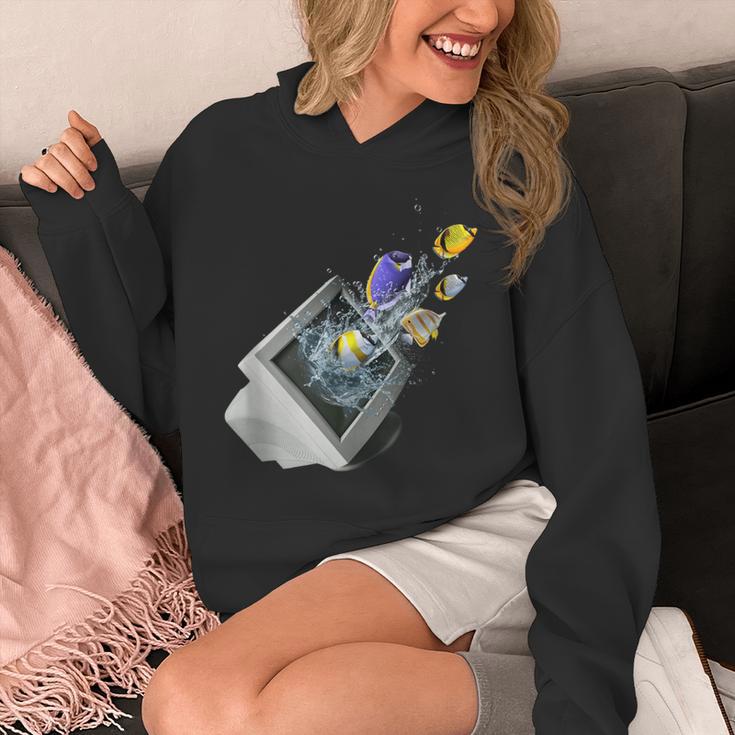 Frutiger Aero Aesthetic Tech Computer Aquarium Fishes Unisex Hoodie