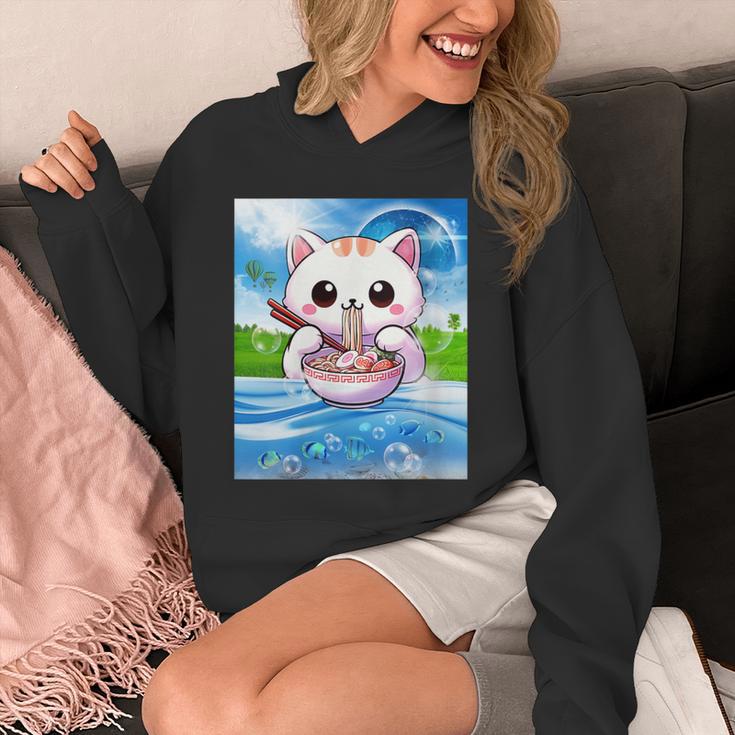 Frutiger Aero Aesthetic Tech Kawaii Ramen Cat Fishes Unisex Hoodie