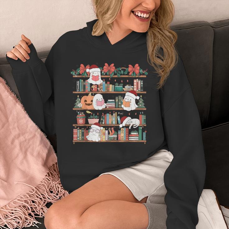 Ghost Christmas Reading Book Lover Library Christmas Teacher Unisex Hoodie
