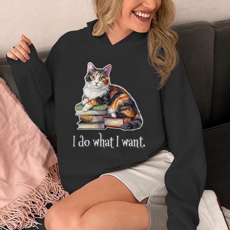 Girls Books I Do What I Want Calico Cat Lover Unisex Hoodie
