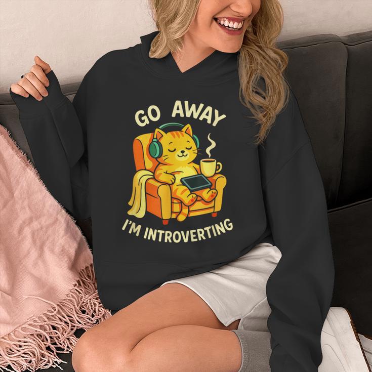 Go Away I'm Introverting Cat Coffee Headphones Unisex Hoodie