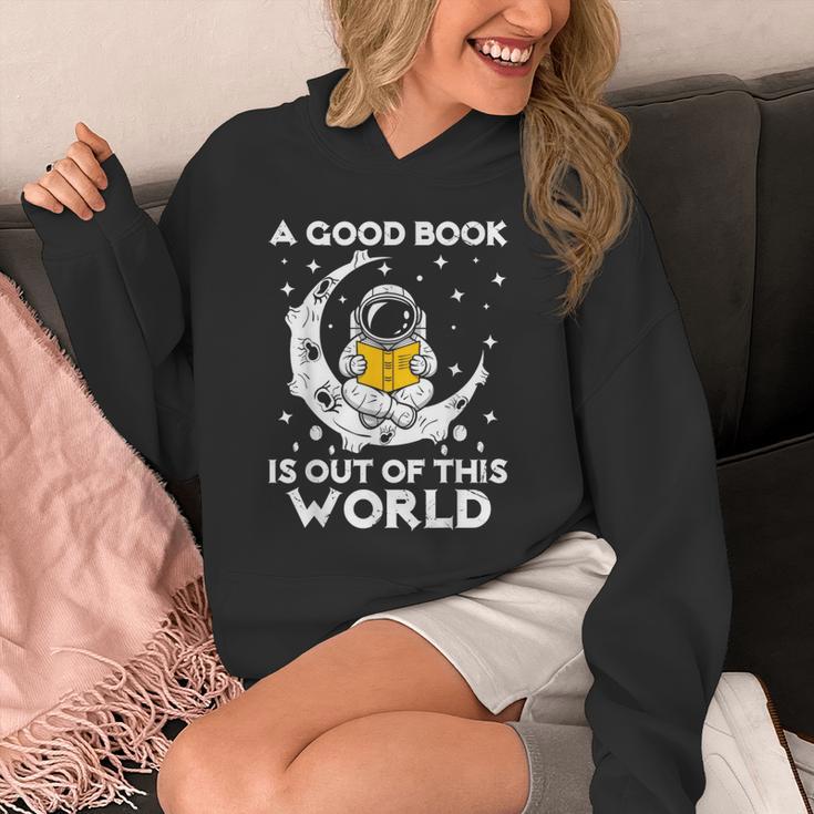 Good Book Is Out Of This World Astronaut Moon Space Reading Unisex Hoodie