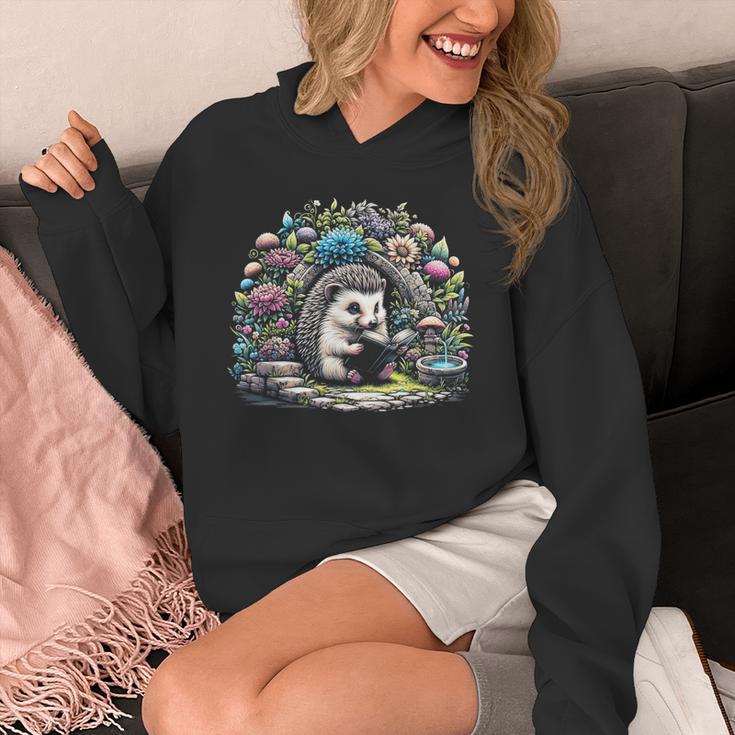 Hedgehog Reading Book Lake Scenery Reading Unisex Hoodie Hedgehog Reading Book Lake Scenery Reading Unisex Hoodie