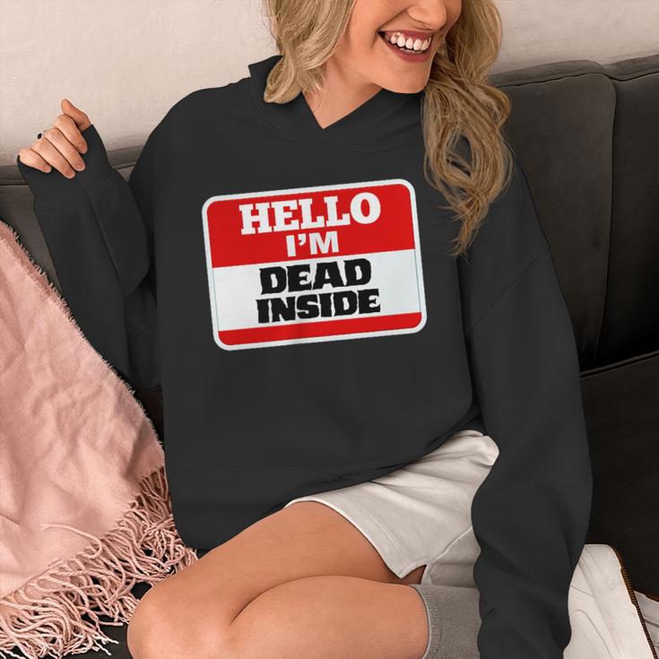 Hello I'm Dead Inside Name Tag Sarcastic Introvert Unisex Hoodie