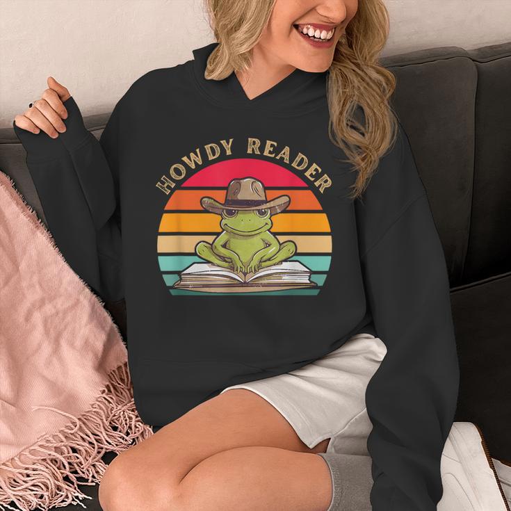 Howdy Reader Frog Reading Book Vintage Unisex Hoodie