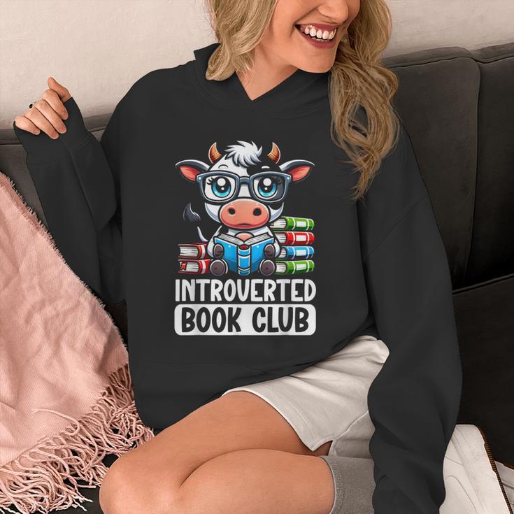 Introverted Book Club Reading Lover Cow Unisex Hoodie