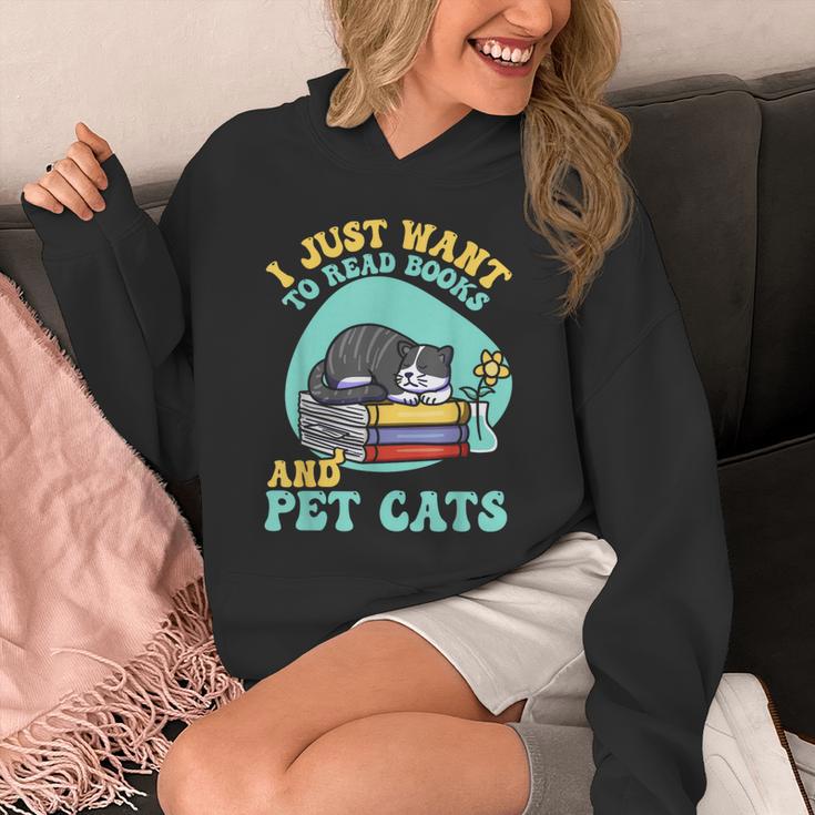 I Just Want To Read Books And Pet Cats Cat Book Lovers Unisex Hoodie