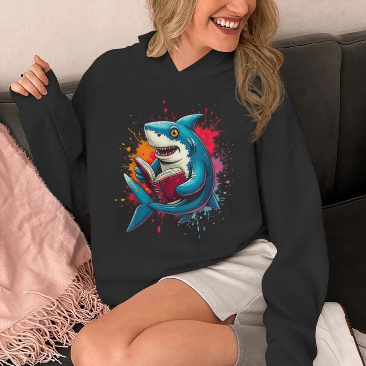 Kawaii Shark Reads Book Reading Library Book Bookworm Unisex Hoodie