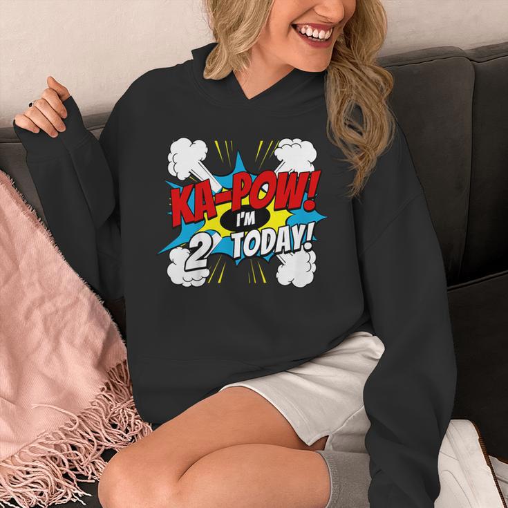 Kids Ka-Pow 2 Years Old Kids 2nd Birthday Comic Book Super Hero Unisex Hoodie