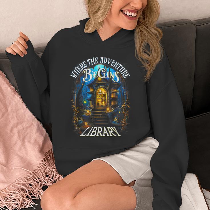 Library Where The Adventure Begins Book Reading Quote Unisex Hoodie