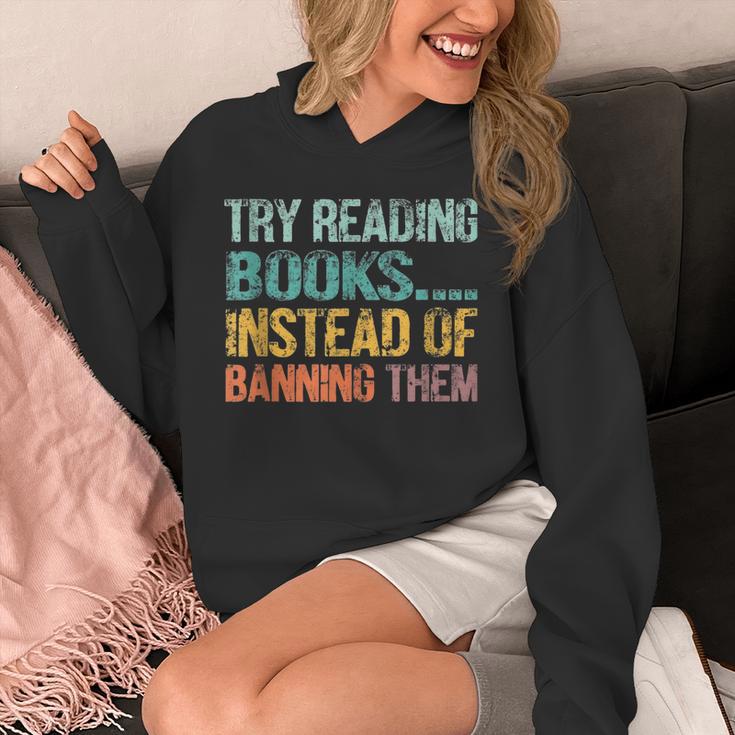 Library Advocacy Try Reading Books Instead Of Banning Them Unisex Hoodie