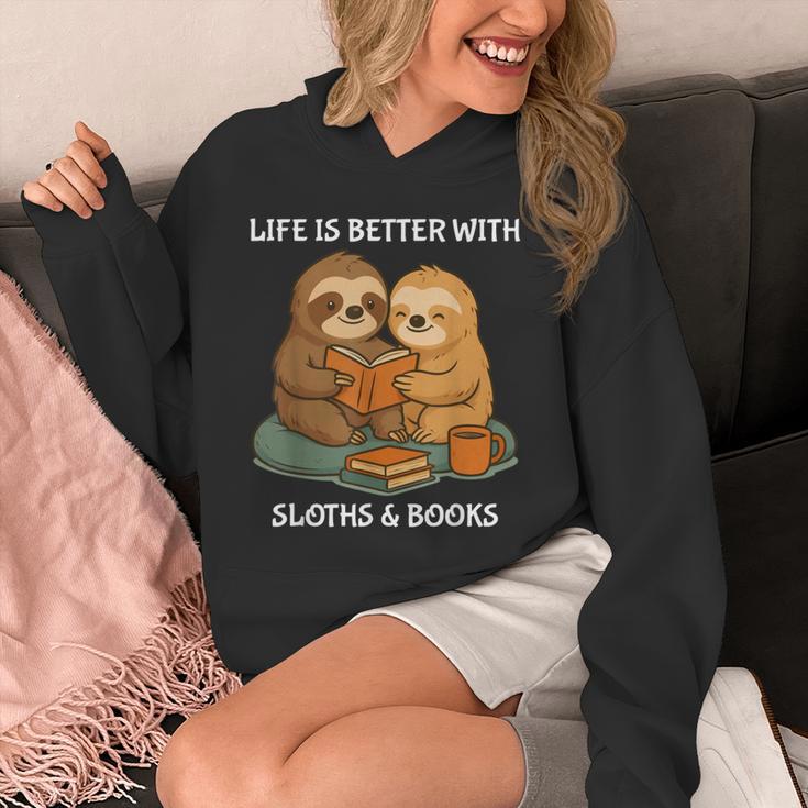 Life Is Better With Sloths And Books Cute Sloth Lover Unisex Hoodie