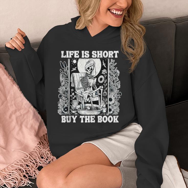 Life Is Short Buy The Book Introvert Skeleton Reading Unisex Hoodie