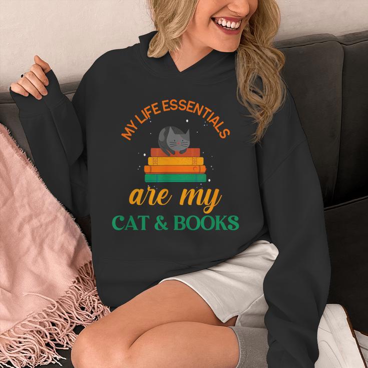 My Life Essentials Are Cat And Books Unisex Hoodie My Life Essentials Are Cat And Books Unisex Hoodie