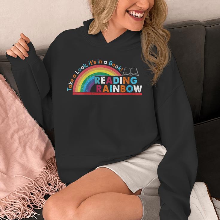 Take A Look A Book Vintage Reading Librarian Rainbow Unisex Hoodie