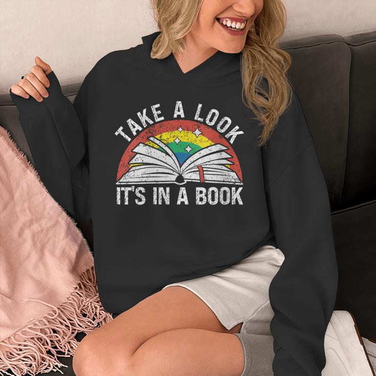 Take a Look It's In a Book Reading Vintage Retro Rainbow Unisex Hoodie