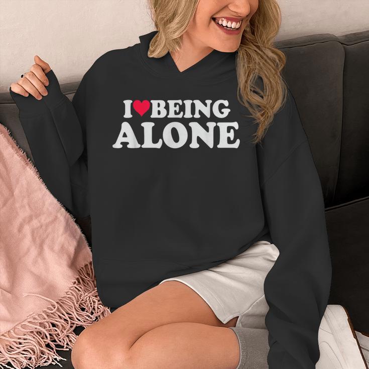 I Love Being Alone Introvert & Anxious Girl Red Heart Unisex Hoodie