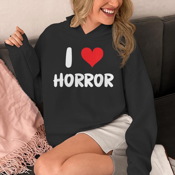 I Love Horror Heart Movies TV Show Books Writing Read Unisex Hoodie