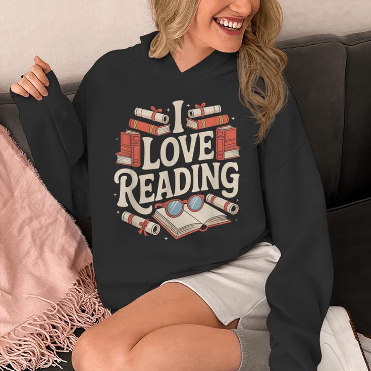 I Love Reading Books Literature Enthusiast Fun Unisex Hoodie