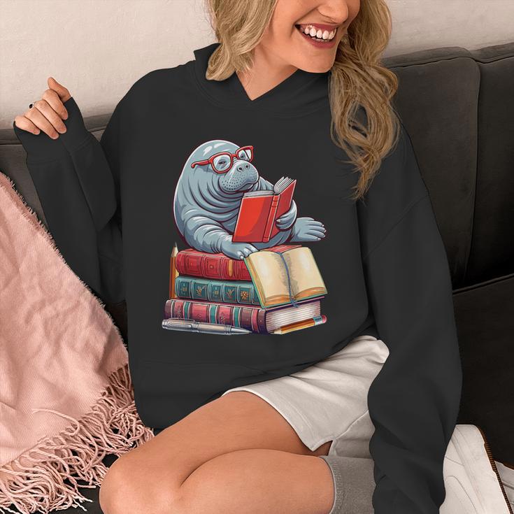 Manatee Reading Books Matching Bookworm Readers Librarian Unisex Hoodie