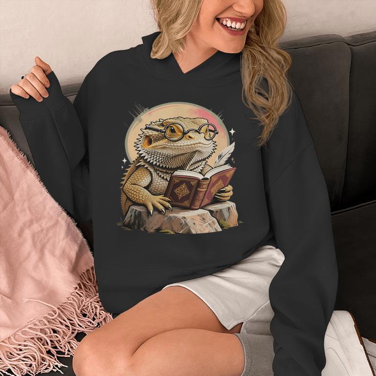 Nerdy Bearded Dragon Glasses Book Reading Unisex Hoodie