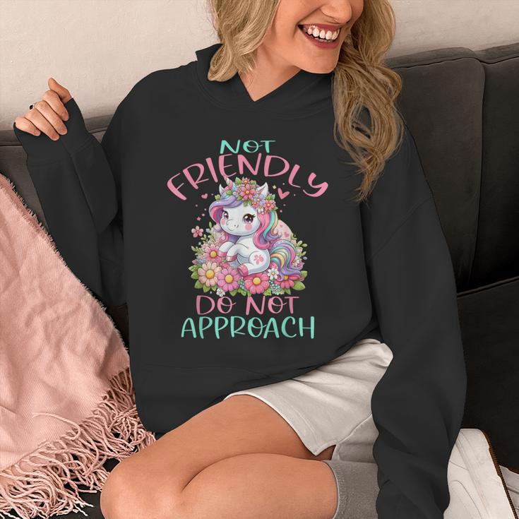 Not Friendly Do Not Approach Women & Girls Unicorn Cute Introvert & Humor Lovers For Women V-Neck Classic Fit Modern Short Sleeve Unisex Hoodie
