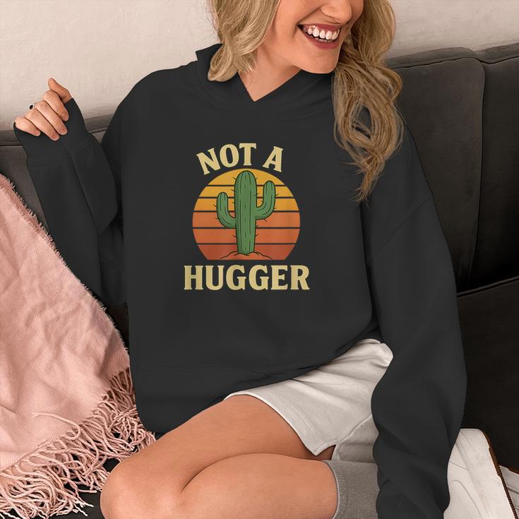 Not A Hugger Cactus Retro Sunset No Hugging Introvert Unisex Hoodie