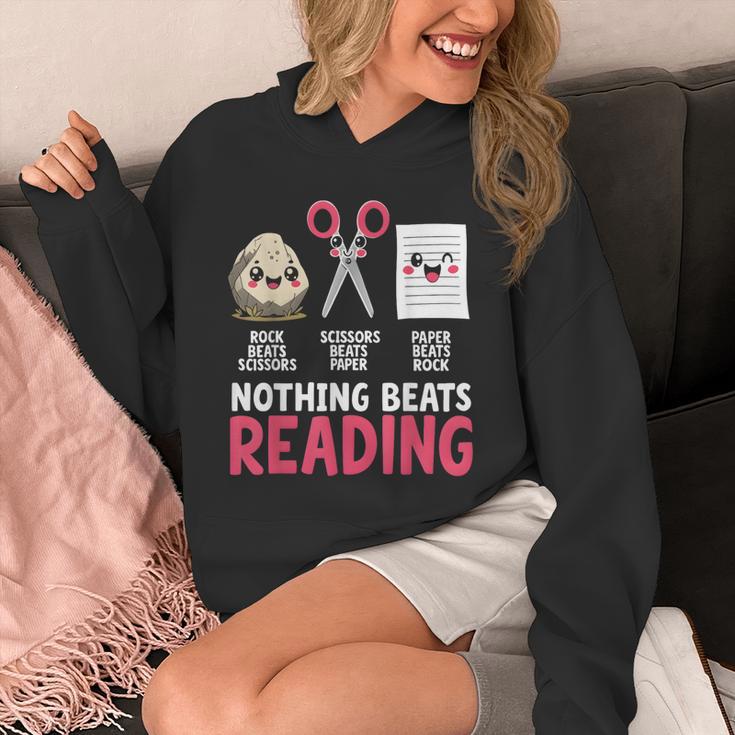 Nothing Beats Reading Rock Paper Scissors Book Lover Library Unisex Hoodie