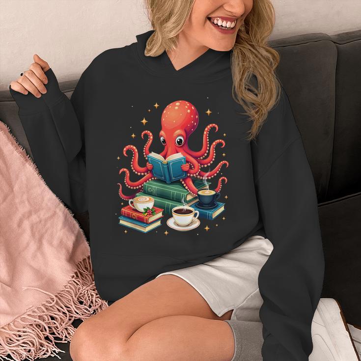 Octopus Reading Books Tea Coffee Unisex Hoodie Octopus Reading Books Tea Coffee Unisex Hoodie